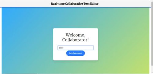 Name entry screen for collaborative editor