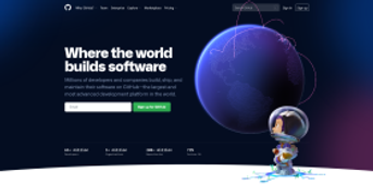 A screen shot of the GitHub home page taken on 2021-05-01