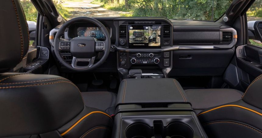 Ford F-150 interior featuring large touchscreen display and modern dashboard technology