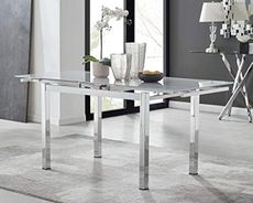 Furniturebox UK Enna White Glass and Chrome Extending Kitchen Dining Table & Faux Leather Silver Chrome Leg Lorenzo Dining Chairs - Table ONLY