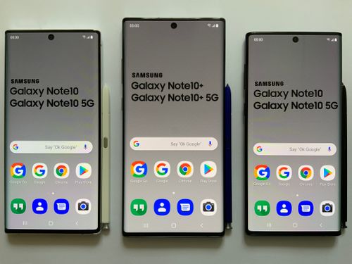Front of the Samsung Galaxy Note 10 and Note 10+