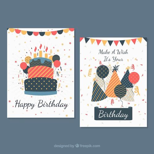 Free Vector two birthday cards in flat design