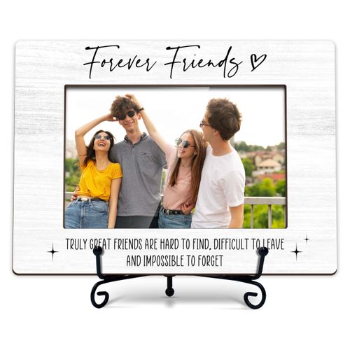 OXRUN Friends Picture Frame, Long Distance Friendship Gifts, Forever Friend Wooden Photo Frame with Stand, Display Photo I...