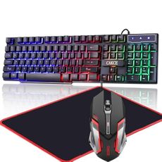 Cakce RGB Gaming Keyboard and Colorful Mouse Combo,USB Wired LED Backlight,Letter Glow,Mechanical Feeling for Laptop PC Computer Game and Work