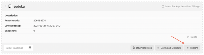 Restoring an archived repository using Rewind