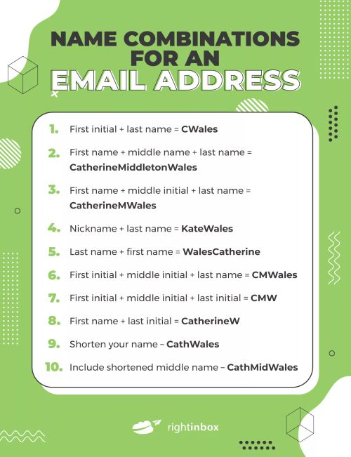 10 top name combinations for email address
