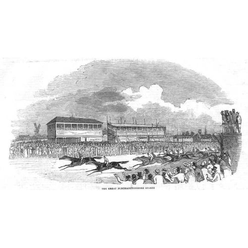 The Great Northamptonshire Stakes Horse Races - Antique Print 1844 - Image 1 of 1