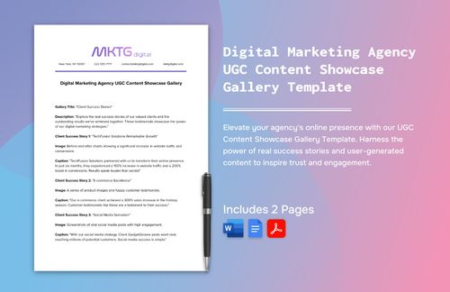Digital Marketing Agency UGC Content Showcase Gallery Template in Word, PDF, Google Docs - Download | Template.net