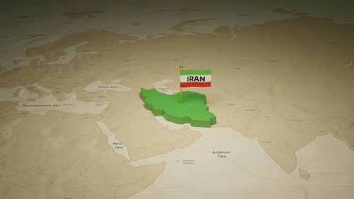 Photo 3d isometric map of iran with copy space
