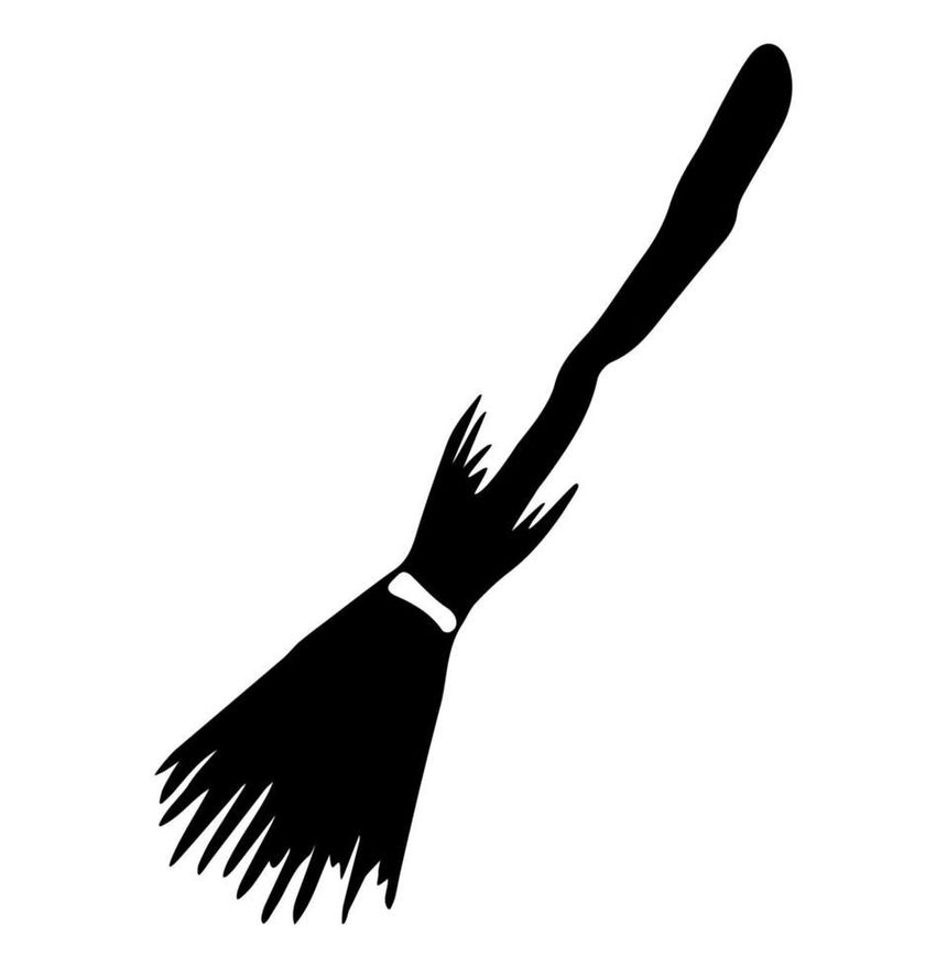Handdrawn Witch broomstick Magic Broom in the Doodle Style Halloween Design Element
