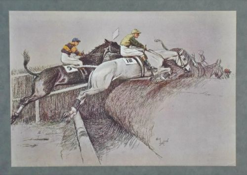 OLD VINTAGE PRINT HORSE RACING by CECIL ALDIN c1922  SPORTING PRINTED COLOUR - Image 1 of 1