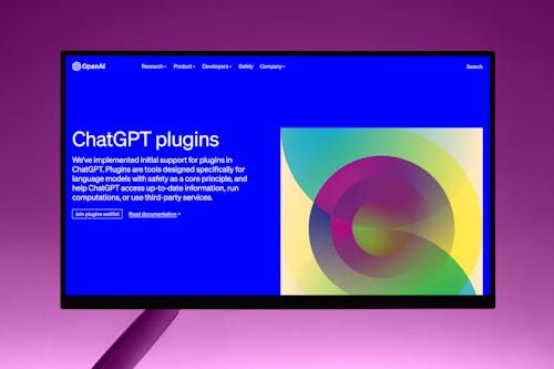 Free A contemporary screen displaying the ChatGPT plugins interface by OpenAI, highlighting AI technology advancements. Stock Photo