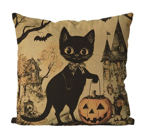 GAGEC Halloween Pillow Covers 18x18 Inch Black Cat Pumpkins Pillow Covers Halloween Vintage Throw Pillow Covers Holiday Pi...