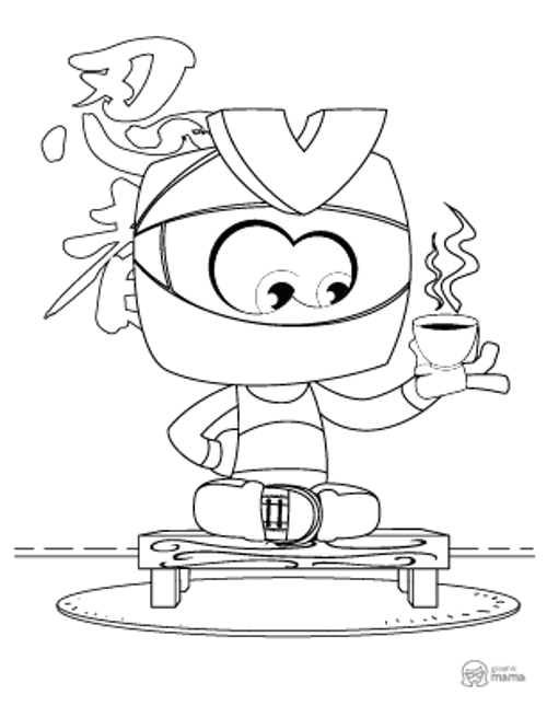 Ninja Kid Cartoon coloring page free printable Sheet
