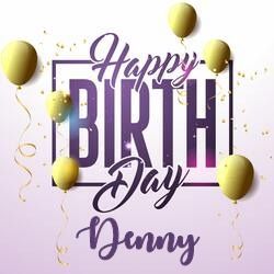 Happy Birthday Yellow Balloons Card Images for Denny