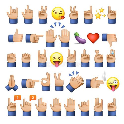 Set of hands icons and symbols, emoji, vector illustration. Emoji symbols vectors