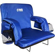BRAWNTIDE Wide Stadium Chair for Bleachers - Stadium Seat with Back Support, Comfy Cushion, Thick Padding, 2 Bleacher Hooks, 4 Pockets, Ideal for Sport Events, Camping (Blue, Wide Size)