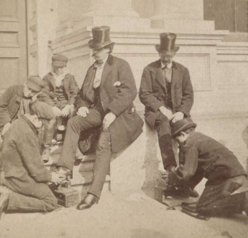 Gilded Age street scene showing economic contrast in an American city