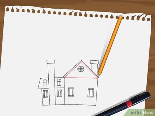 Step 5 Draw a triangular shape below the roof.