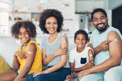 family vaccination - group of vaccinated people stock pictures, royalty-free photos & images