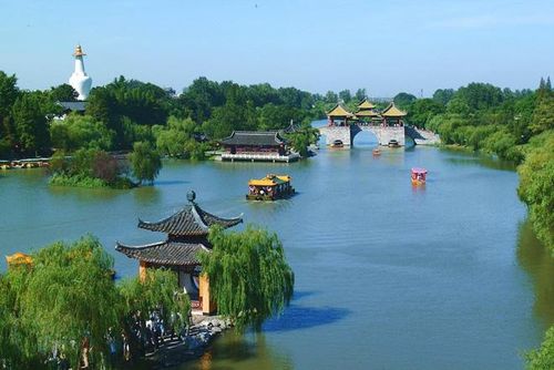 The iconic Five-Pavilion Bridge at Slender West Lake