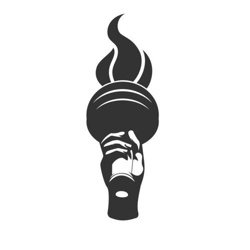 silhouette hand with flaming torch. - flaming torch stock illustrations