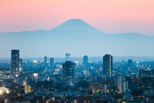mount fuji and tokyo downtown at sunset. japan - tokyo japan stock pictures, royalty-free photos & images