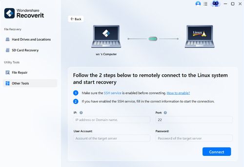 remote connection to recover ext4 data