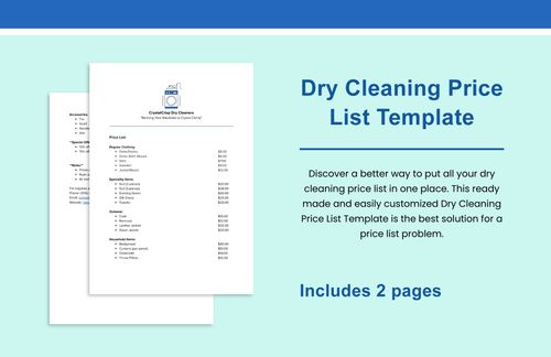 Dry Cleaning Price List Template in Word, PDF, Google Docs - Download | Template.net