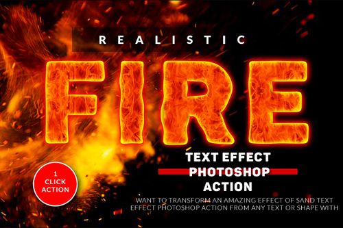 Fire Text Effect Photoshop Action, an Action Add-On by DESIGNAVO (Photo 1 of 6)