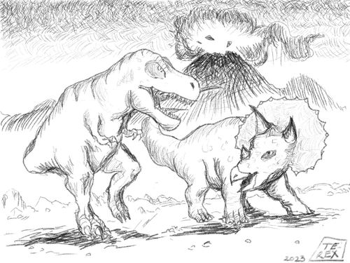 Dinosaur Fighting Drawing