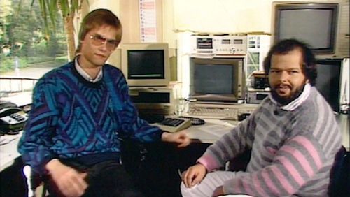 Der Pressesprecher des Chaos Computer Club, Steffen Wernéry, und Wau Holland in einem ihrer ersten Interviews.