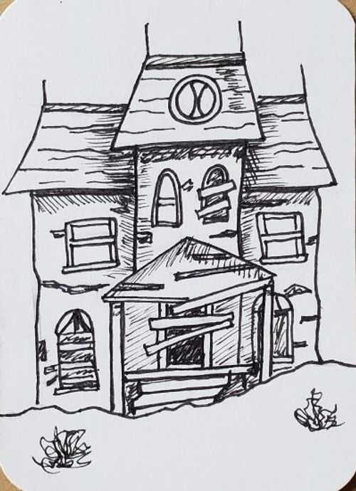 How-to-Draw-a-Haunted-House-Outline