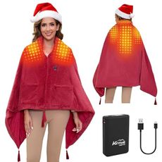 Kintiwe Pro Heated Shawl Blanket Battery Operated, Portable Cordless Heated Throw Ponchol with 4 Heating Areas & 3 Heating Modes,Electric Wearable Heating Blanket for Neck and Shoulders and Back