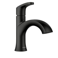 Moen Karis Black Matte One-Handle Single Hole Bathroom Sink Faucet with Optional Deckplate, 84346BL