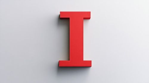 3D letter "I" on a white background, free-standing, an alphabetic symbol.