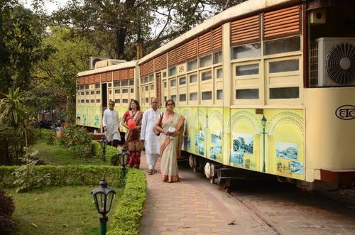 Indian Elderly couple enjoy tram ride on the eve of Valentines Day in Kolkata , India on Tuesday, 14th February ,2017.