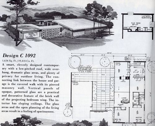 Untitled | Flickr - Photo Sharing! Basement House Plans, Ranch House Plans, Mid Century Ranch, Mid Century House, Home Design Plans, Plan Design, Design Ideas, Mid-century Modern, Modern Houses