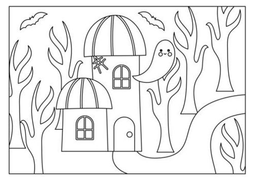Haunted house coloring page for kids vector