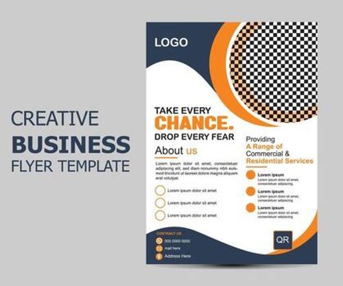 Business flyer design template graphic design with graphic elements and space for photo background vector