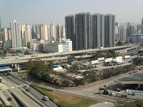 香港理工大学西九龙校园远眺油麻地