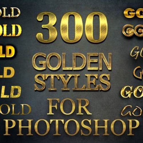 300 Golden Styles Photoshop, Layer Styles, Photoshop Styles, Glitter Styles, Gold Text Effects Style, Gold Foil Effect, Gold Stamp, ASL file