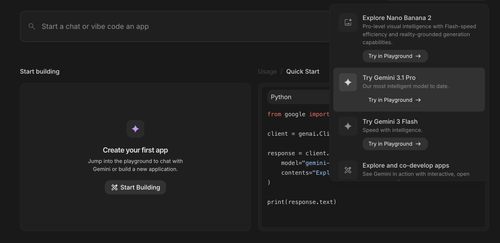 Google Gemini 官网界面截图 - 切换 Gemini Advanced