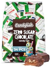 Zero Sugar Chocolate Candy Mix (Approx. 34 Pieces) - Russell Stover Assorted & Zero Sugar Bars Peanut Butter Cup Mix