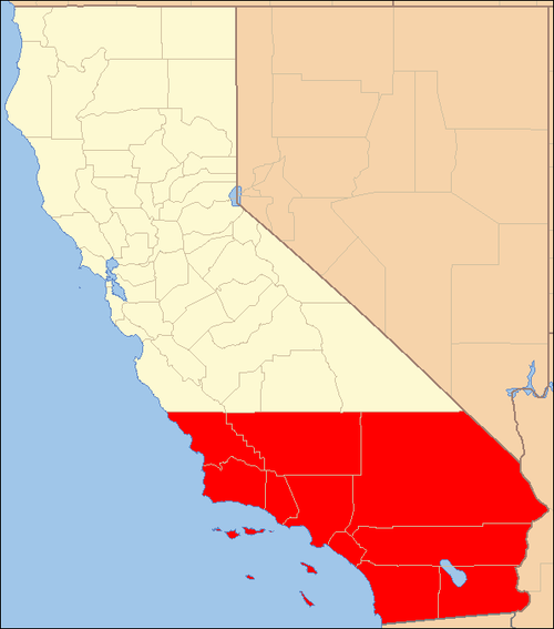 Red: The ten counties of Southern California