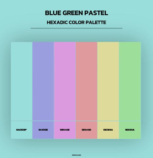 Blue Green Pastel - Hexadic Color Palette