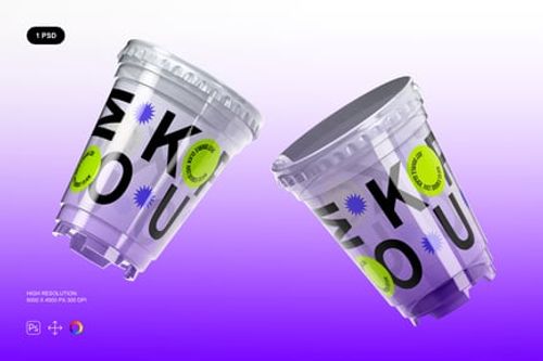 Transparent Plastic Cup Mockup