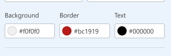 Color customization options in field styles