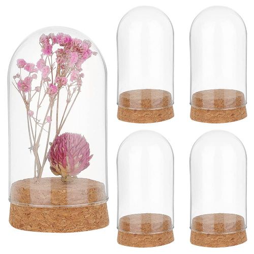 PH PandaHall 4pcs Glass Display Dome Cloche, Glass Bell Jar with Cork Base Small Bottles Dome Decorative Jars Display Case...