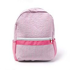 Toddler Backpack, Seersucker Small Kids Backpack, Classic Mini Preppy School Preschool Kindergarten Children Bag 12"H x 9.5"W for 2-5 Years (Pink)